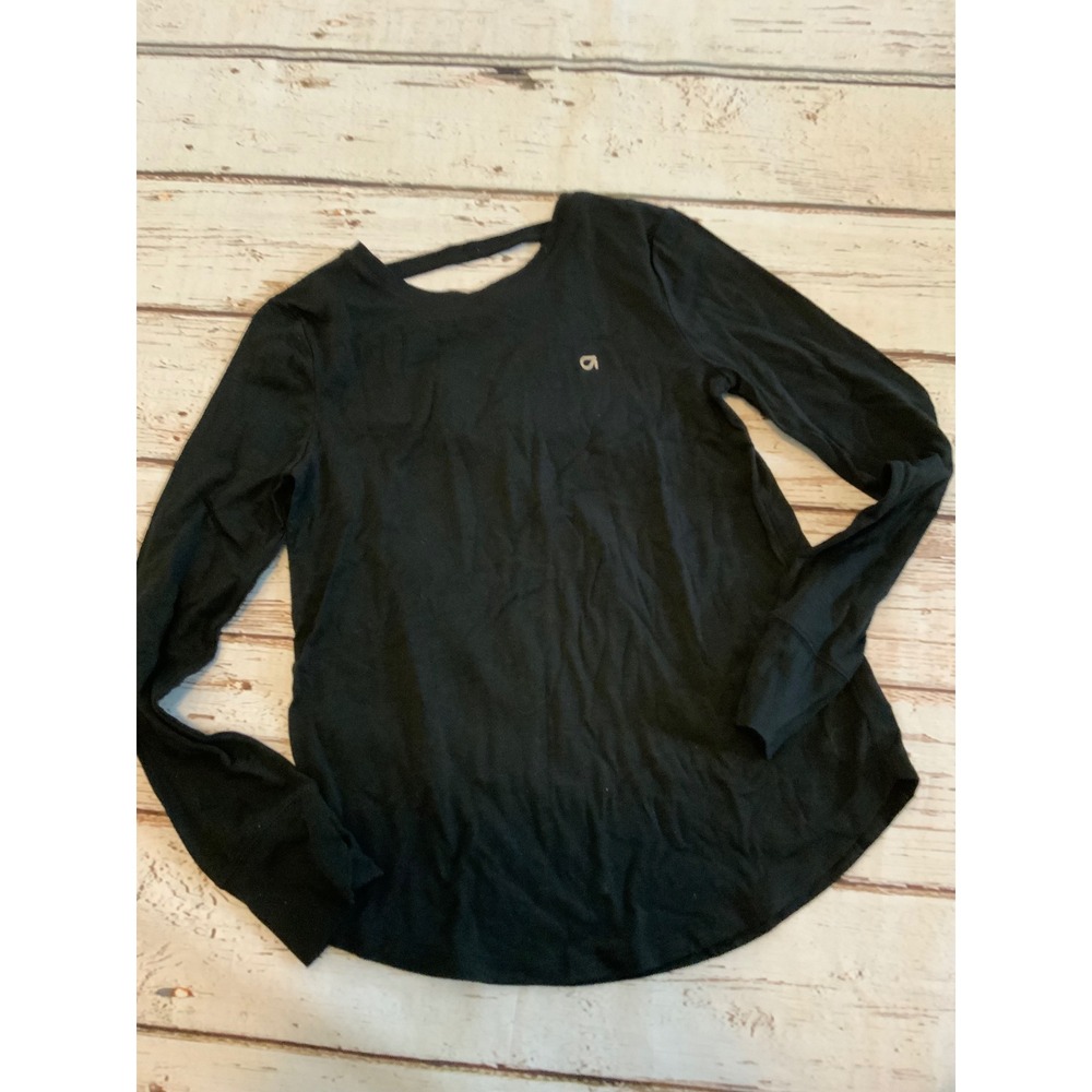GapFit Kids Girls Black G-Dry Long Sleeve Strappy Lattice Back Active Top Size M